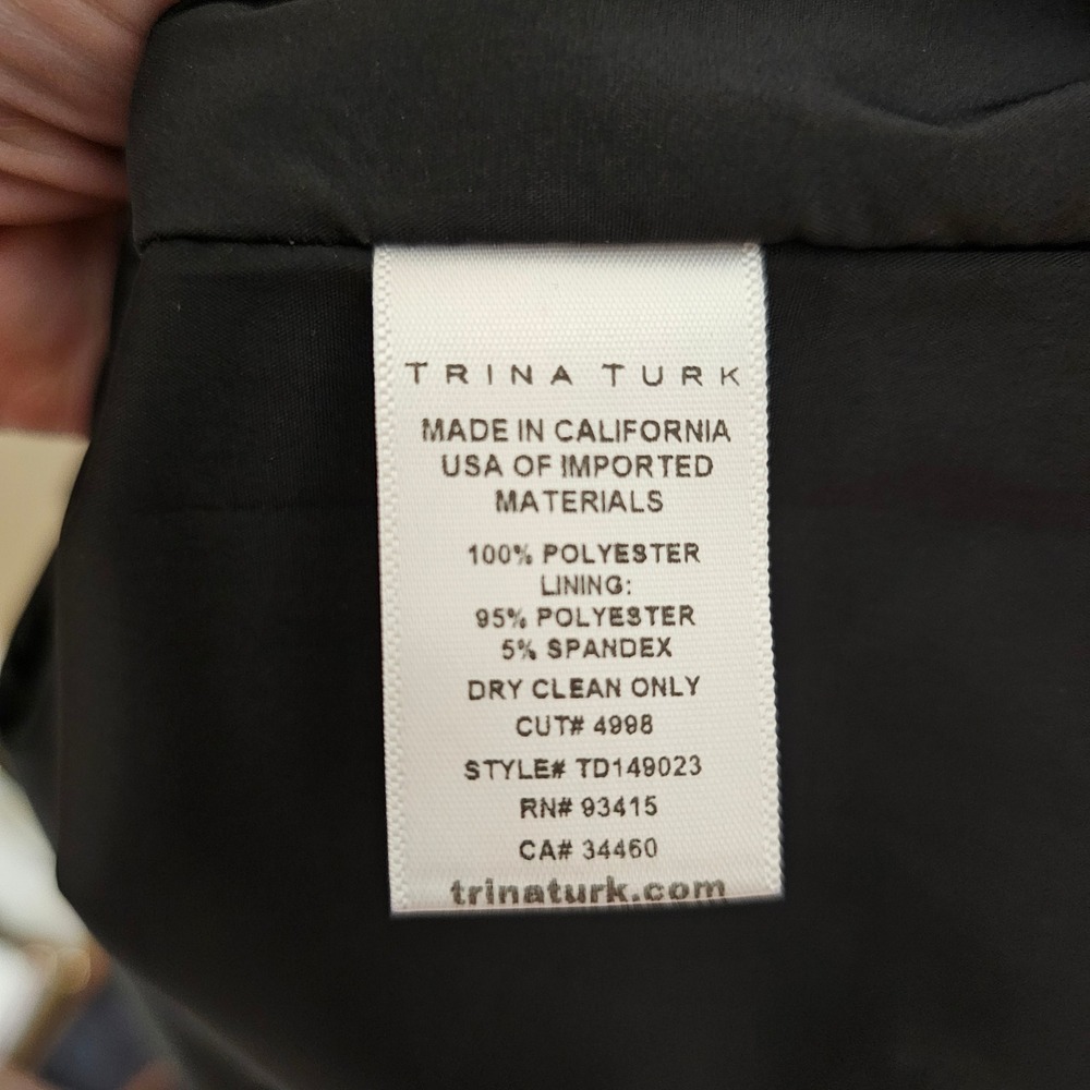 Trina Turk Blue and Black Textured‎ V Neck Fit Flare Dress Size 10 Back cut out - Picture 9 of 12